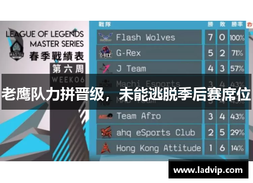 老鹰队力拼晋级，未能逃脱季后赛席位